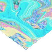 レトロアクアブルーリキッドアートオン抽象芸術アジサイ ショートテーブルランナー (コーナー)