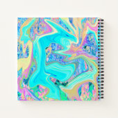 レトロアクアブルーリキッドアートオン抽象芸術アジサイ ノートブック (裏面)