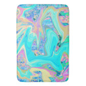 レトロアクアブルーリキッドアートオン抽象芸術アジサイ バスマット (正面縦)