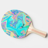 レトロアクアブルーリキッドアートオン抽象芸術アジサイ 卓球ラケット (横)