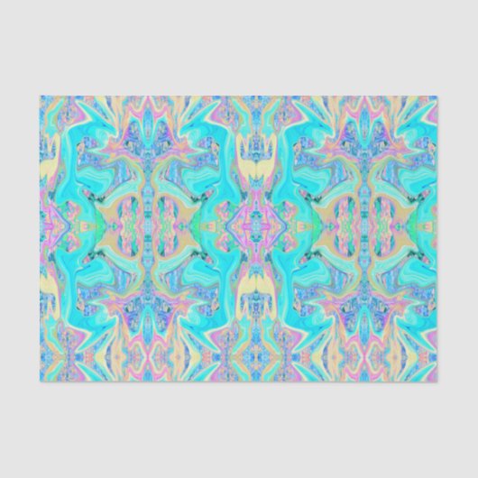 レトロアクアブルーリキッドアートオン抽象芸術アジサイ 薄葉紙 (正面)