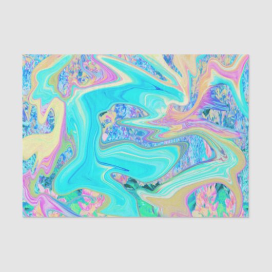 レトロアクアブルーリキッドアートオン抽象芸術アジサイ 薄葉紙 (正面)