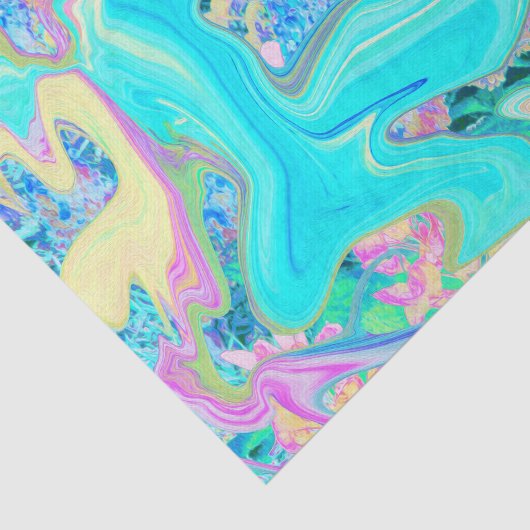 レトロアクアブルーリキッドアートオン抽象芸術アジサイ 薄葉紙 (詳細)