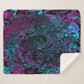 レトロアクアマゼンタおよびブラック抽象芸術スワール シェルパブランケット (正面(横))