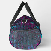レトロアクアマゼンタおよびブラック抽象芸術波 ダッフルバッグ (右)
