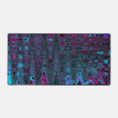 レトロアクアマゼンタおよびブラック抽象芸術波 デスクマット (正面)