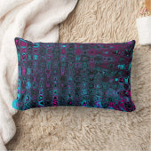 レトロアクアマゼンタおよびブラック抽象芸術波 ランバークッション (ブランケット)