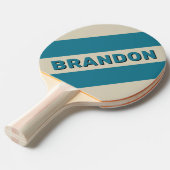 レトロアクアマリンはっきりした三ストライプつの名前 卓球ラケット (正面アングル)