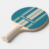 レトロアクアマリンストライプボード名 卓球ラケット (正面アングル)