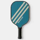 レトロアクアマリンストライプ三つの名前 ピックルボールラケット (裏面)