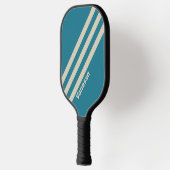 レトロアクアマリンストライプ三つの名前 ピックルボールラケット (左)