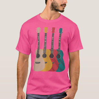 レトロアコースティックギターギタリスト音楽バンド音楽バンド音楽 Tシャツ