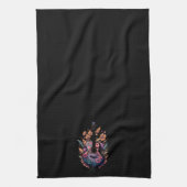 レトロアコースティックギターフラワーズヒッピーGroovy キッチンタオル (縦)