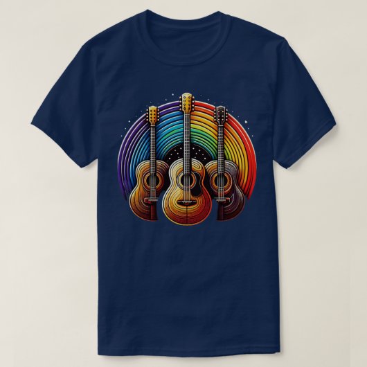 レトロアコースティックギターヴィンテージギタリストクール音楽 Tシャツ (デザイン正面)