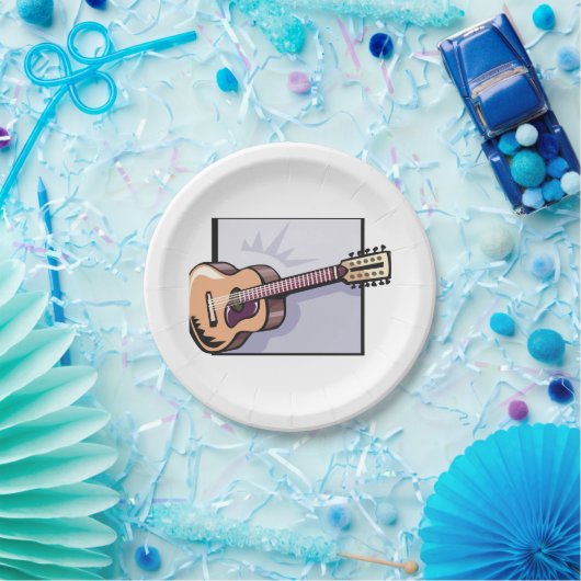 レトロアコースティック12弦ギター ペーパープレート (パーティー)
