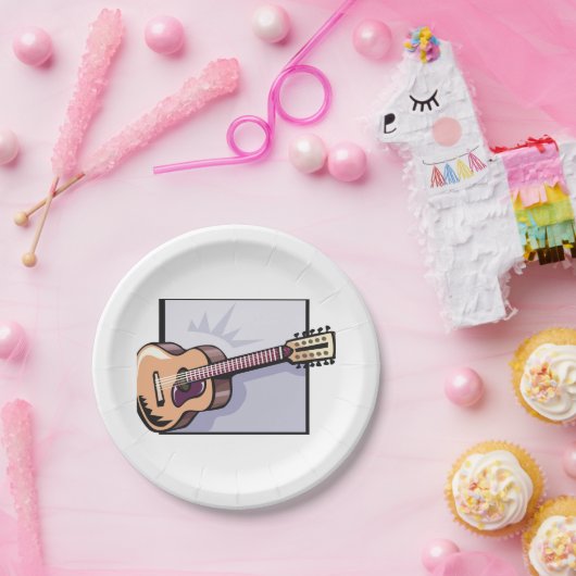 レトロアコースティック12弦ギター ペーパープレート (パーティー)