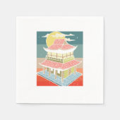 レトロアジアヴィンテージ中国のパゴダ中国ギフト スタンダードカクテルナプキン (正面)