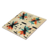 レトロアステカ模様抽象芸術オレンジ タイル (側面)