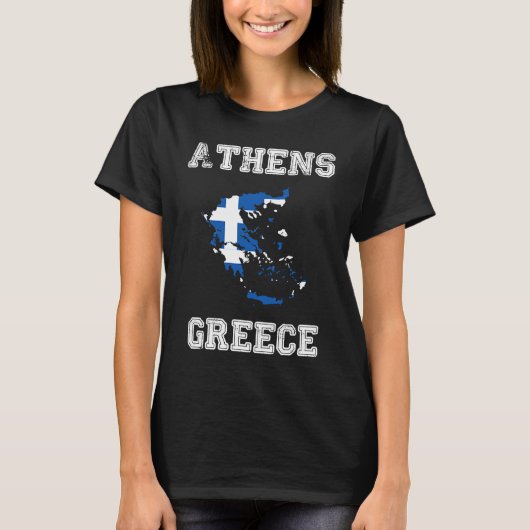 レトロアテネギリシャ動揺して国旗 Tシャツ (正面)