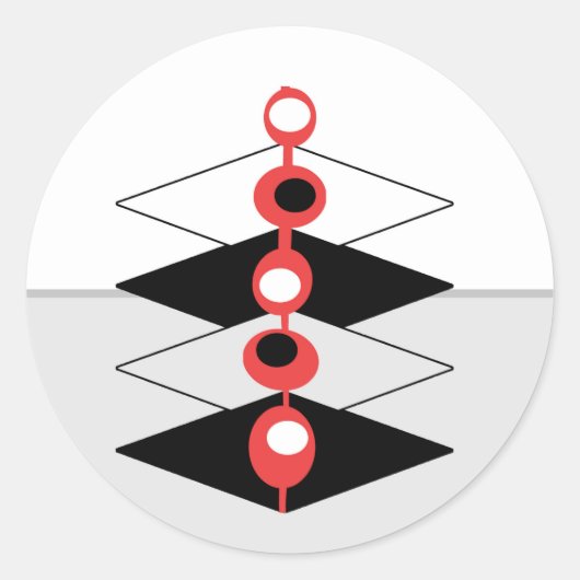 レトロアトミックアートバウブル&幾何学的飛行機 ラウンドシール (正面)