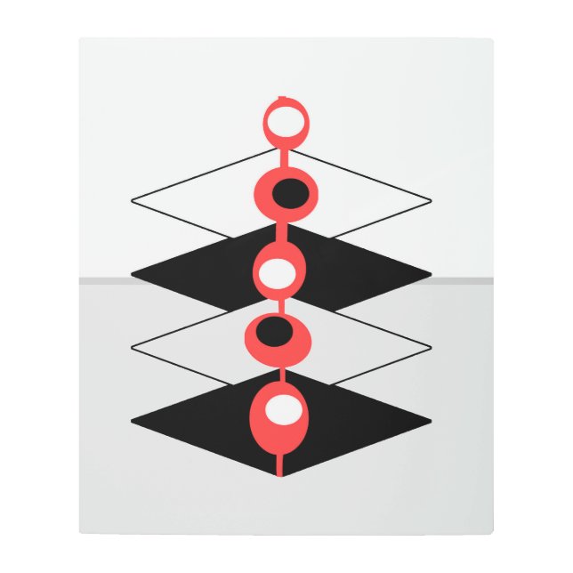 レトロアトミックアートバウブル&飛行機メタルプリント メタルプリント (正面)