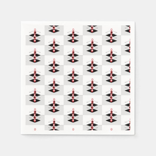 レトロアトミックアートバウブル&飛行機 スタンダードカクテルナプキン (正面)