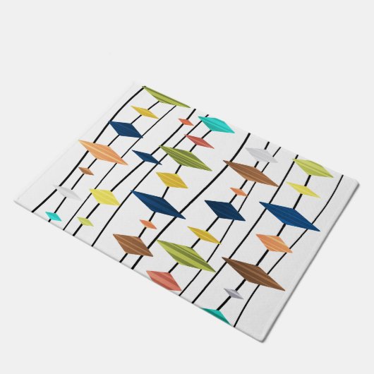 レトロアトミックエイジアートダイアモンド1 ドアマット (アングル)