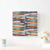 レトロアトミックエイジバックガンモン スクエア壁時計 (ホーム)