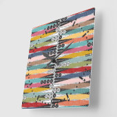 レトロアトミックエイジバックガンモン スクエア壁時計 (傾斜)