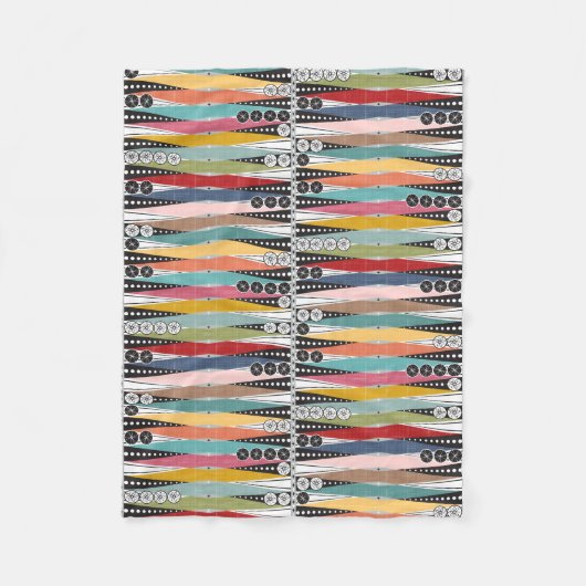 レトロアトミックエイジバックガンモン フリースブランケット (正面)