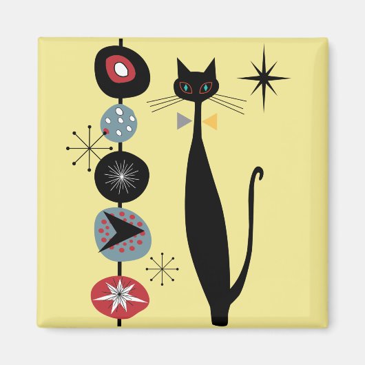 レトロアトミックエラクールーMCMキャットマグネットv1 マグネット (正面)