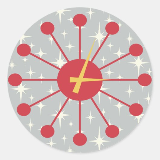 レトロアトミックエラMCMスターバストクロックデザイン ラウンドシール (正面)