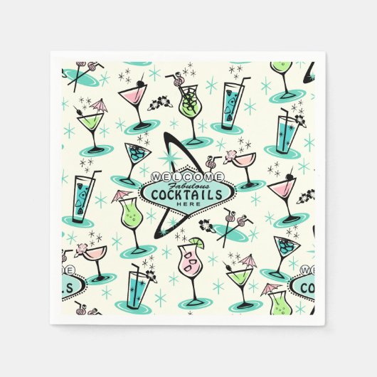 レトロアトミックカクテル スタンダードカクテルナプキン (正面)