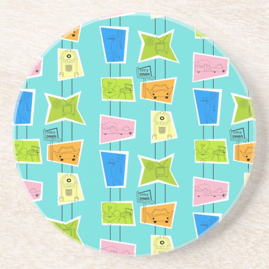 レトロアトミックキッチサンドストーンコースター コースター (正面)