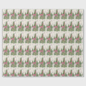 レトロアトミッククリスマスピンクディアパインツリー ラッピングペーパー (フラット)