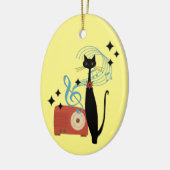 レトロアトミッククールMCMキャット&ラジオ音楽 セラミックオーナメント (左)