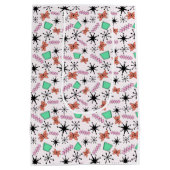 レトロアトミックピンクオレンジグリーンラッピング紙 ミディアムペーパーバッグ (裏面)