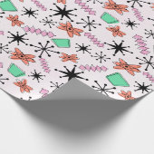 レトロアトミックピンクオレンジグリーンラッピング紙 ラッピングペーパー (角)