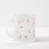 レトロアトミックピンク模様曇りガラス製マグカップ フロストグラスマグカップ (左)