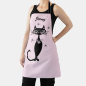 レトロアトミックブラックキャットキッチンパーソナライズされたエプロン エプロン (インサイチュ)