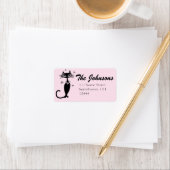 レトロアトミックブラックキャットパーソナライズされた住所 シール (インサイチュ)