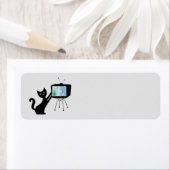 レトロアトミックブラックキャット差出人住所ラベル ラベル (インサイチュ)