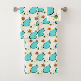 レトロアトミックブーメランとスターバストタオル バスタオルセット