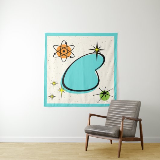 レトロアトミックブーメランアンドスターバストタペストリ タペストリー (インサイチュ)