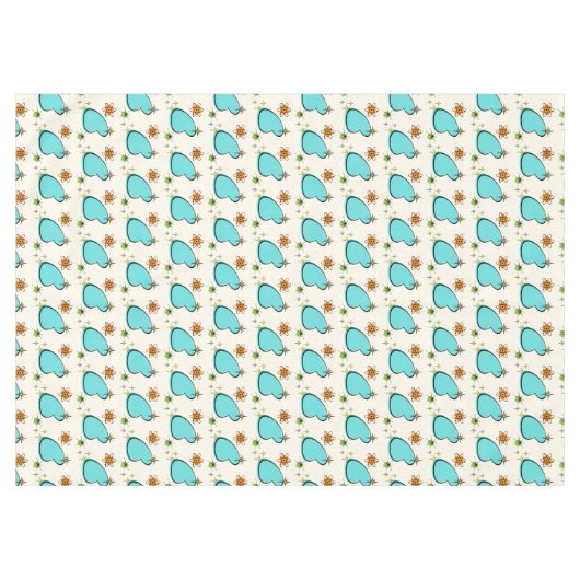 レトロアトミックブーメランアンドスターバストテーブルクロス テーブルクロス (正面(横))