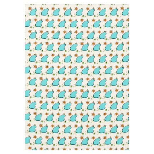 レトロアトミックブーメランアンドスターバストテーブルクロス テーブルクロス (正面)