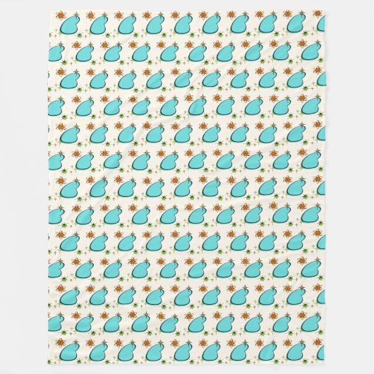 レトロアトミックブーメラン&スターバストフリースブランケット フリースブランケット (正面)