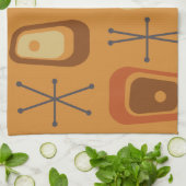 レトロアトミック宇宙エージオレンジ キッチンタオル (折り畳み)