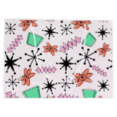 レトロアトミック形状ピンクオレンジ&グリーン ラージペーパーバッグ (裏面)