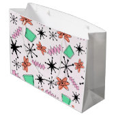 レトロアトミック形状ピンクオレンジ&グリーン ラージペーパーバッグ (裏面アングル)